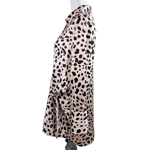 Aqua Bloomingdale's Cheetah Print Long Sleeve Tie Mini Dress in Small NWT - Picture 6 of 9